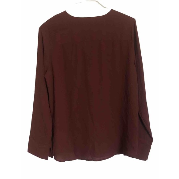 Mossimo Ruffle Front Blouse Burgundy Large - Picture 2 of 11